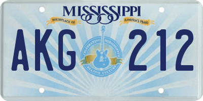 MS license plate AKG212