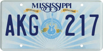 MS license plate AKG217