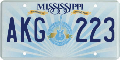 MS license plate AKG223