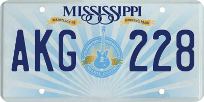 MS license plate AKG228