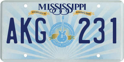MS license plate AKG231