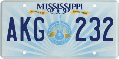 MS license plate AKG232