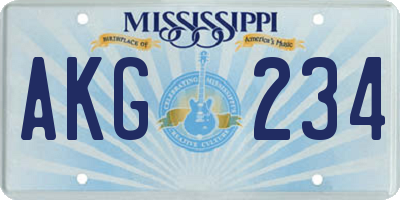 MS license plate AKG234
