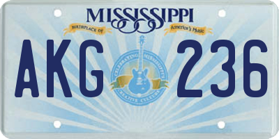 MS license plate AKG236