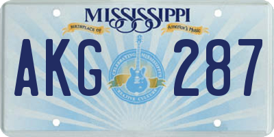 MS license plate AKG287