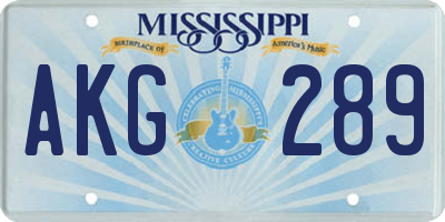 MS license plate AKG289
