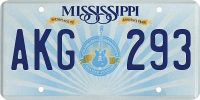 MS license plate AKG293