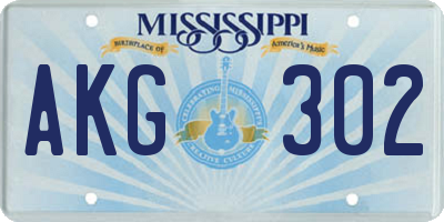 MS license plate AKG302