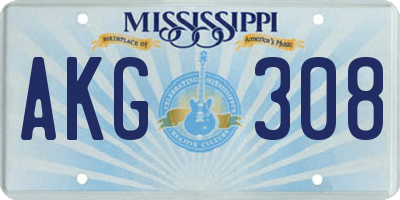 MS license plate AKG308