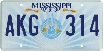 MS license plate AKG314