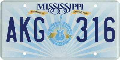 MS license plate AKG316