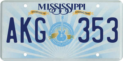 MS license plate AKG353