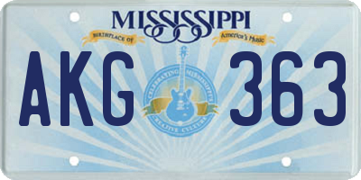 MS license plate AKG363