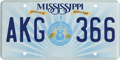 MS license plate AKG366