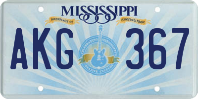 MS license plate AKG367