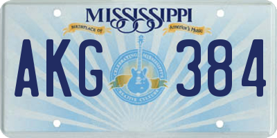 MS license plate AKG384