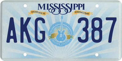 MS license plate AKG387