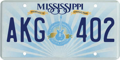 MS license plate AKG402