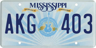 MS license plate AKG403