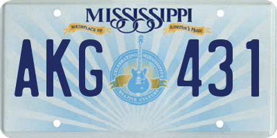 MS license plate AKG431