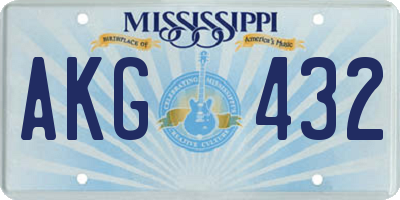 MS license plate AKG432