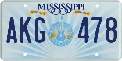 MS license plate AKG478