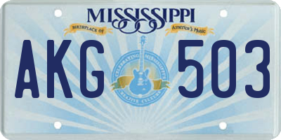 MS license plate AKG503