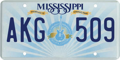 MS license plate AKG509