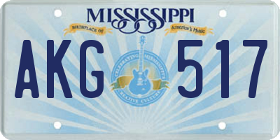 MS license plate AKG517
