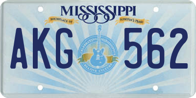MS license plate AKG562