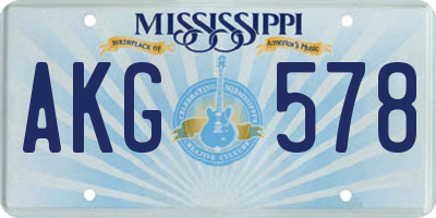 MS license plate AKG578
