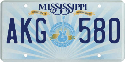 MS license plate AKG580