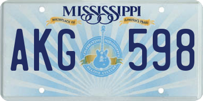 MS license plate AKG598