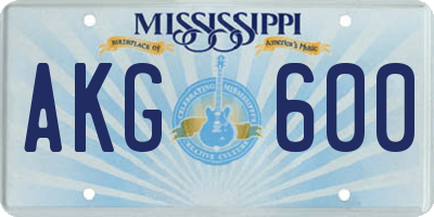 MS license plate AKG600