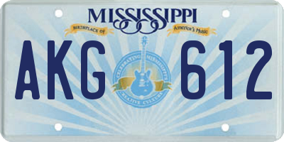 MS license plate AKG612
