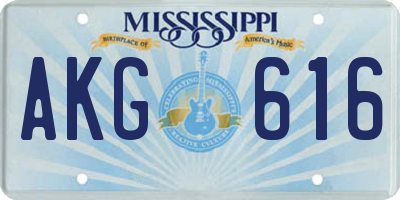 MS license plate AKG616