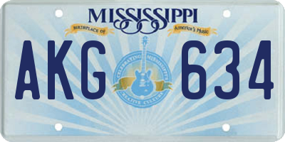 MS license plate AKG634