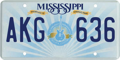 MS license plate AKG636