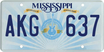 MS license plate AKG637