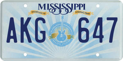 MS license plate AKG647