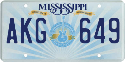 MS license plate AKG649