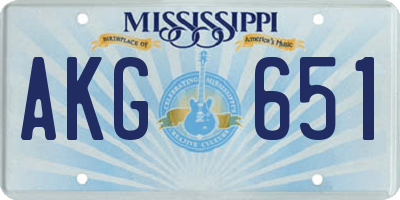MS license plate AKG651