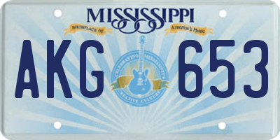 MS license plate AKG653