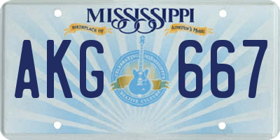MS license plate AKG667