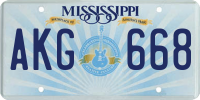 MS license plate AKG668