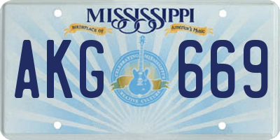 MS license plate AKG669