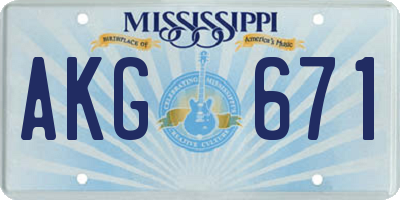 MS license plate AKG671
