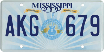 MS license plate AKG679
