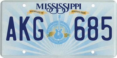 MS license plate AKG685
