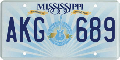 MS license plate AKG689